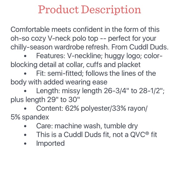 Cuddl Duds long sleeve color block polo - Picture 8 of 9